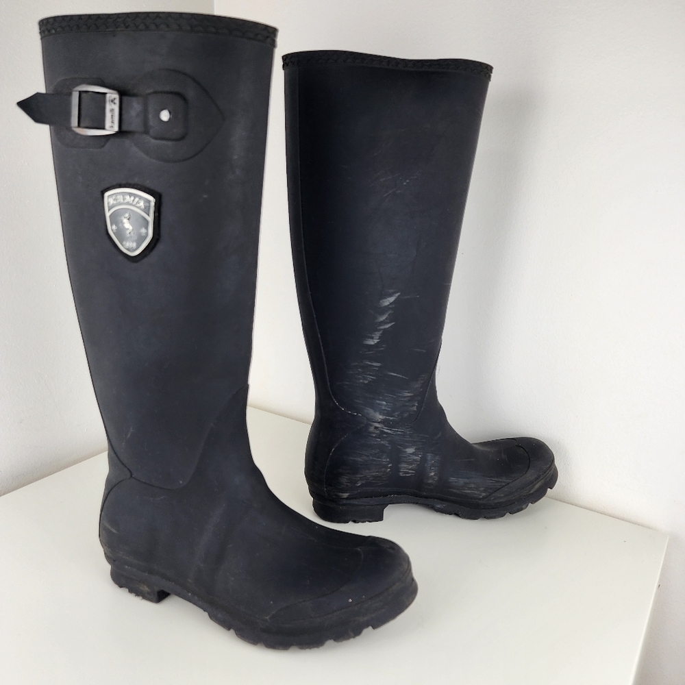 Kamik Jennifer Size 7 Black Rain Boots Tall Women Black Rubber